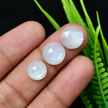 36.2cts White Moonstone Rosecut Cabochon 8x8mm - 10x10mm Round Shape AA Grade Gemstone Parcel -Total 20 Pcs