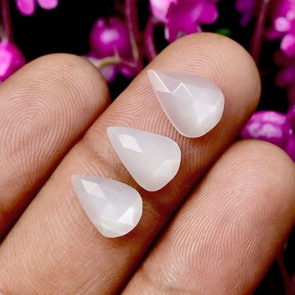 40.4cts White Moonstone Rosecut Cabochon 8x11mm - 6x12mm Mix Shape AA Grade Gemstone Parcel -Total 31 Pcs