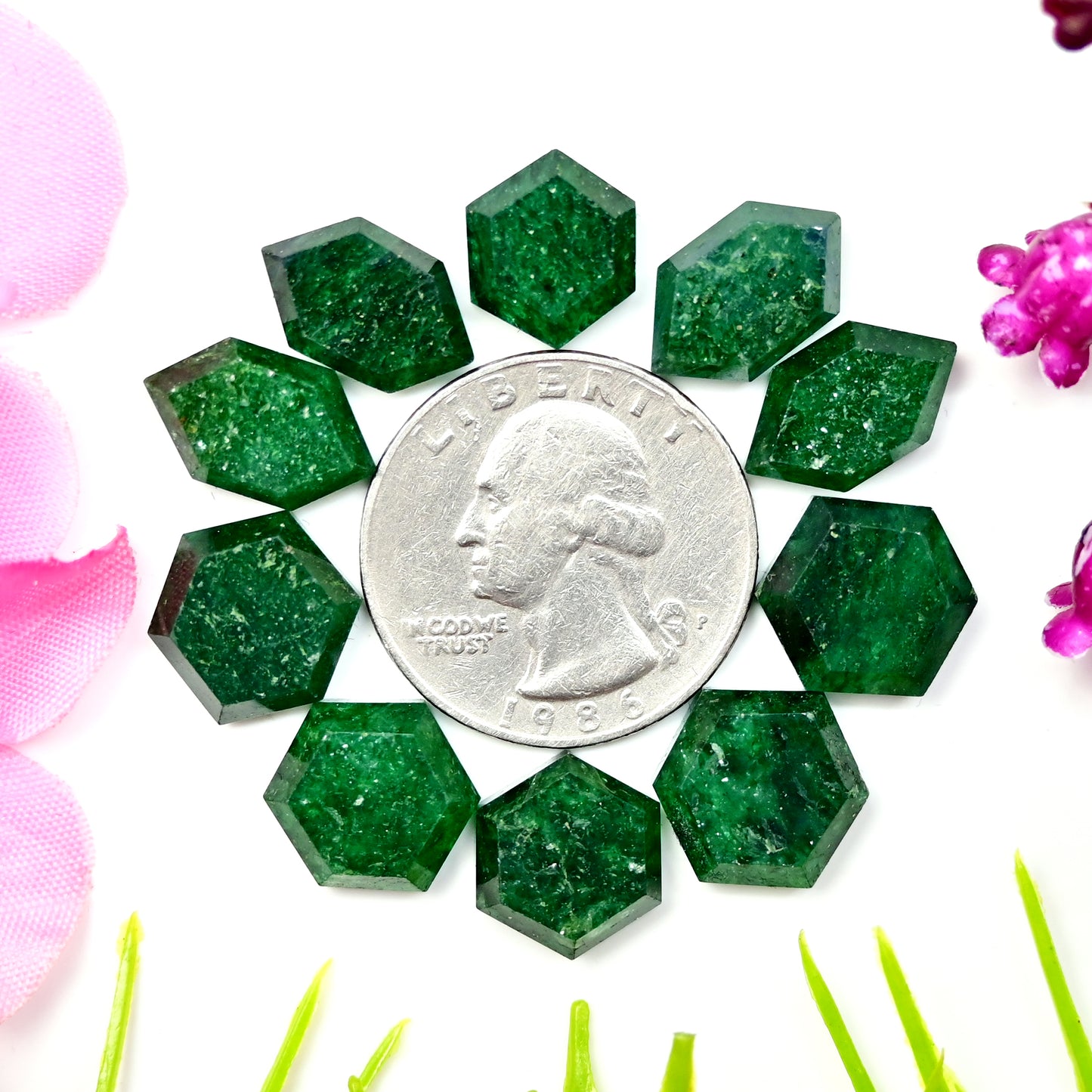 56.5cts Green Aventurine Step Cut Cabochon 12x12mm - 9x15mm AA Grade Gemstone Parcel -Total 10 Pcs