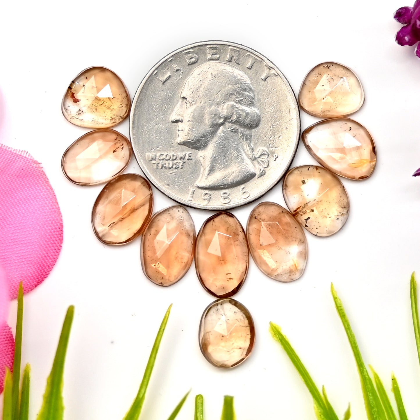 26.00cts Imperial Topaz Rose Cut Cabochon 7x10mm - 8x12mm Free Form Shape AA Grade Gemstone Parcel -Total 10 Pcs