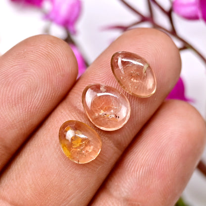 24.8cts Imperial Topaz Smooth Cabochon 7X10mm - 8x10mm Free Form Shape AA Grade Gemstone Parcel -Total 10 Pcs