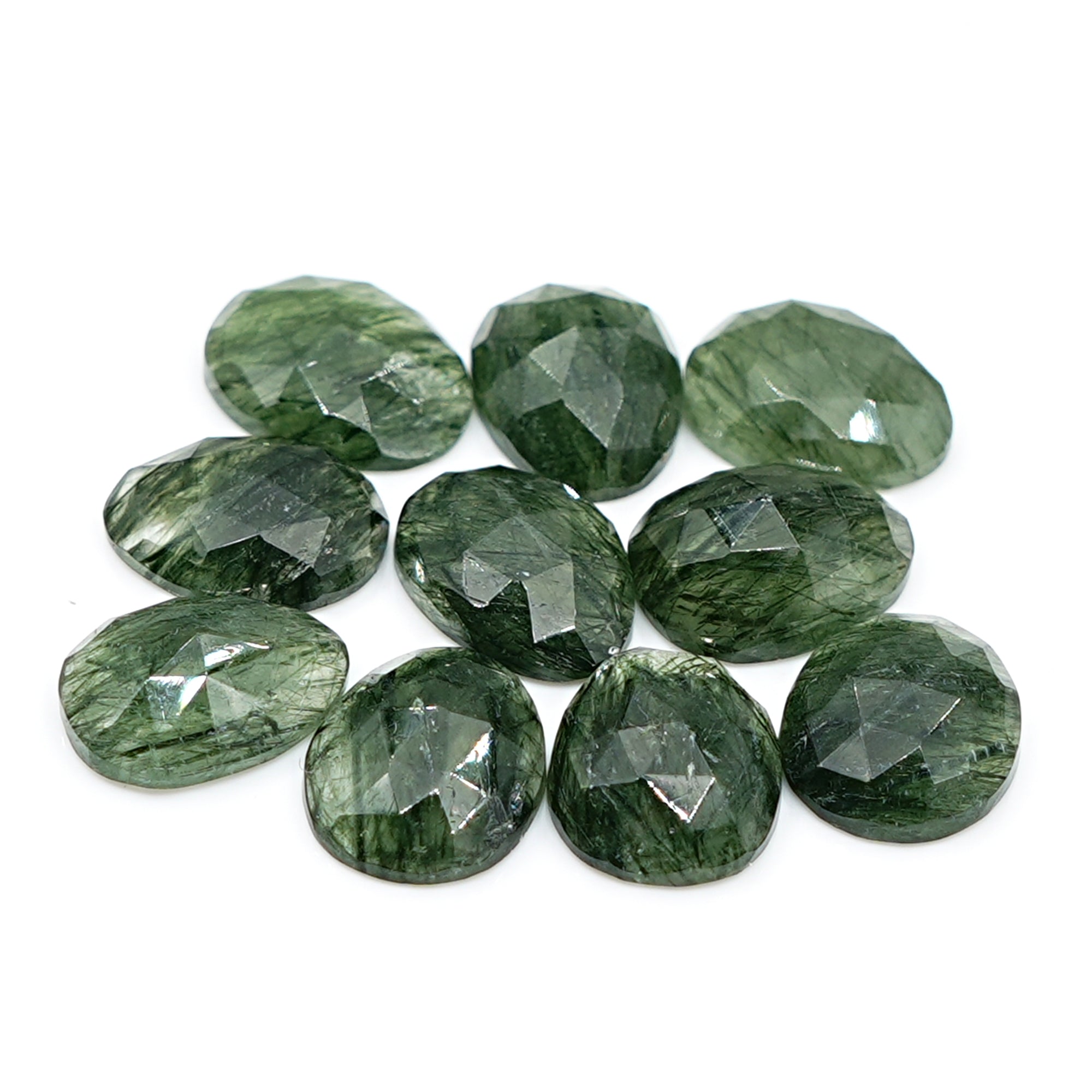 Earth-Spun Green Rutile Quartz Rosecut Gems | Grounded Glow Freefom Gemstones