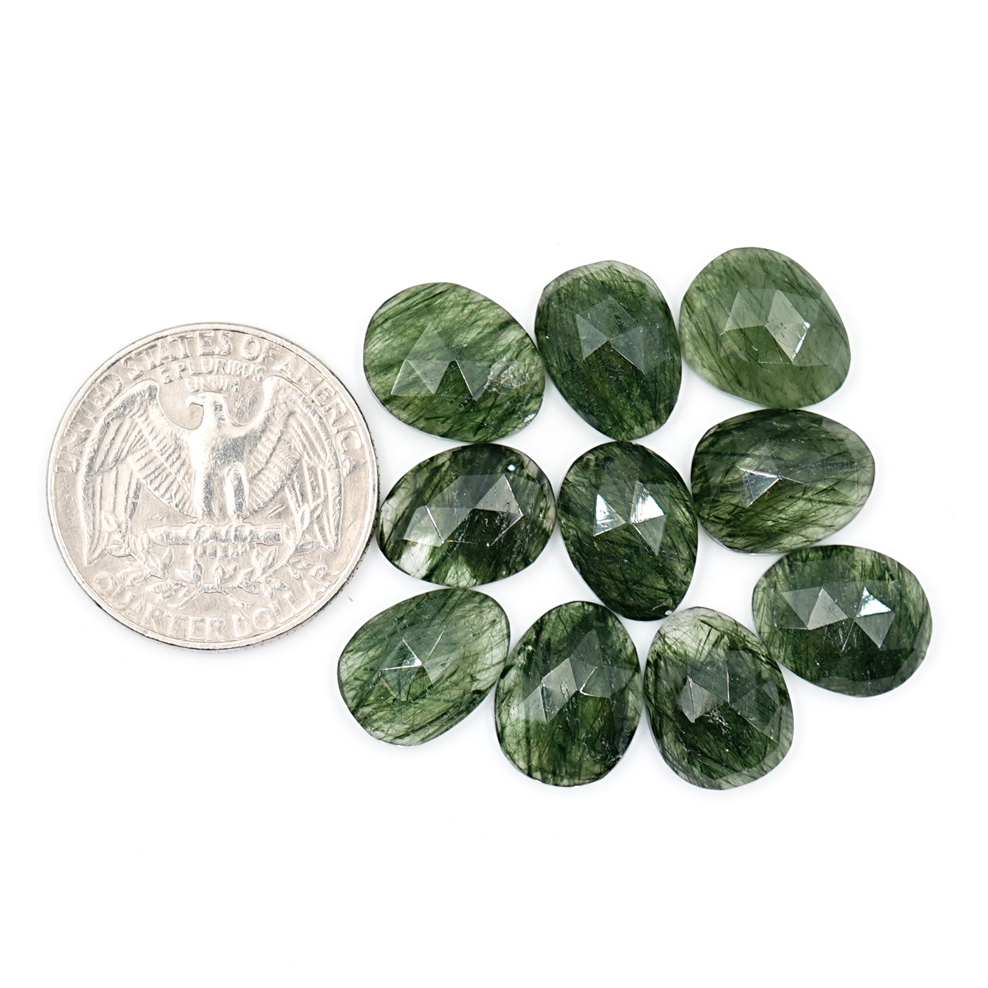 Earth-Spun Green Rutile Quartz Rosecut Gems | Grounded Glow Freefom Gemstones