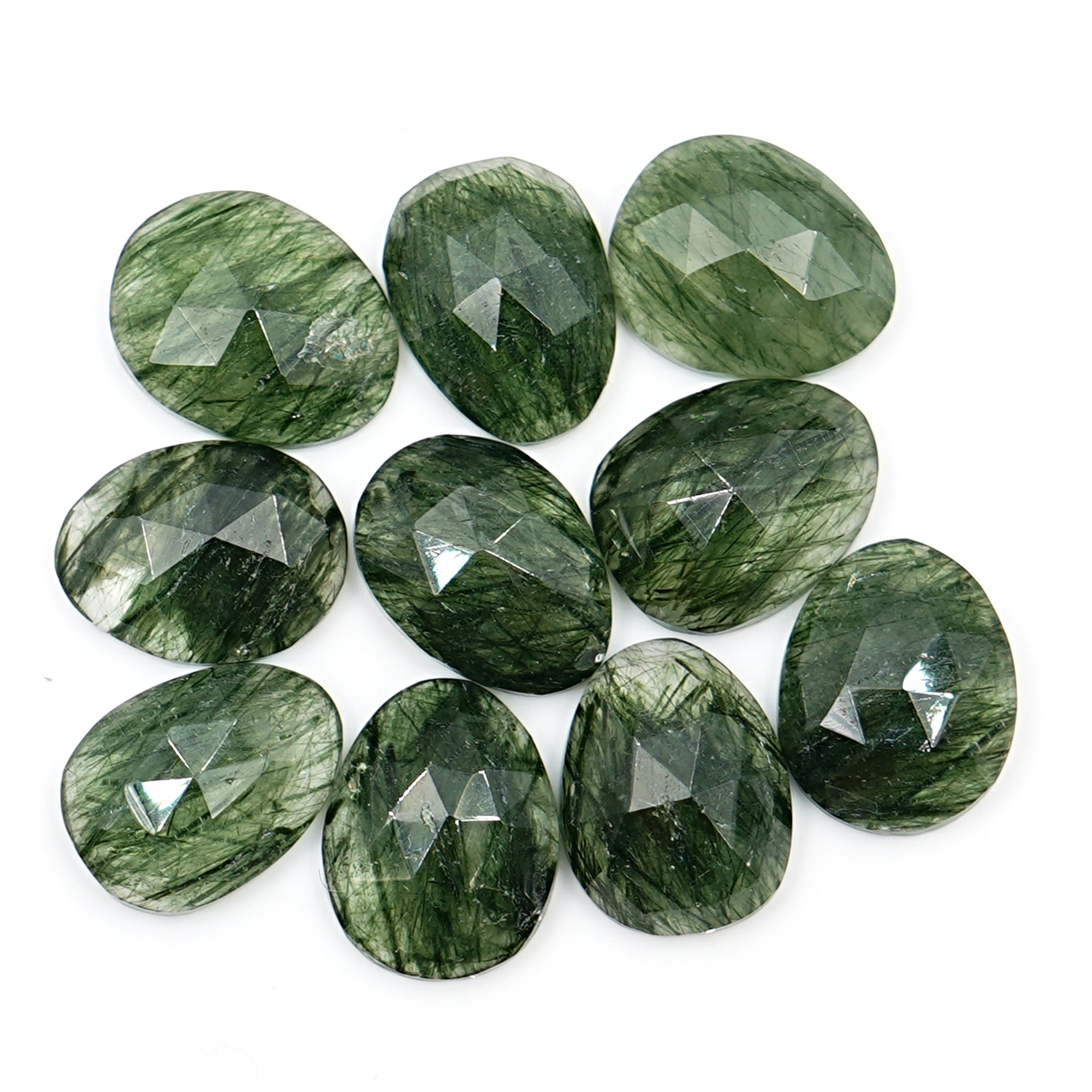 Earth-Spun Green Rutile Quartz Rosecut Gems | Grounded Glow Freefom Gemstones