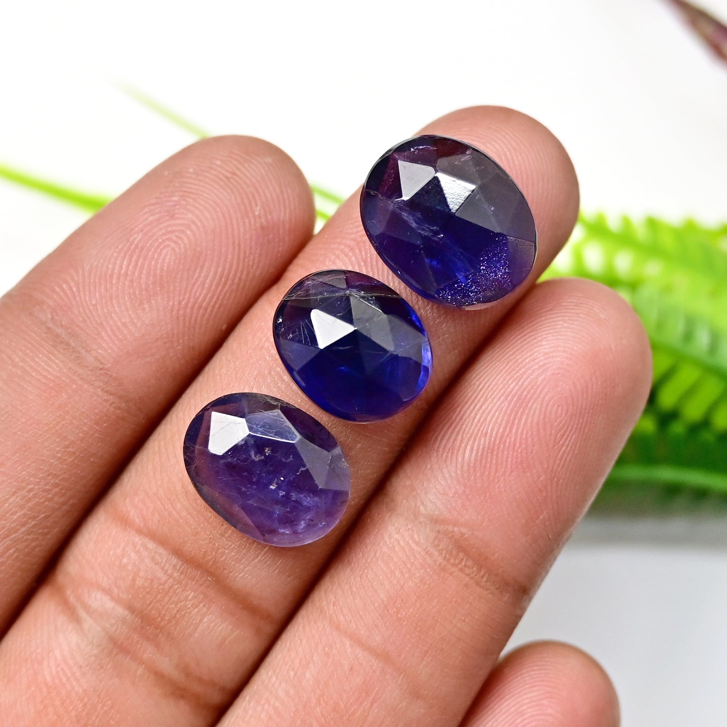 46,4 ct Iolith-Cabochon im Rosenschliff, 12 x 15 mm – 11 x 13 mm, Edelsteinpaket der Güteklasse AA, insgesamt 9 Stück