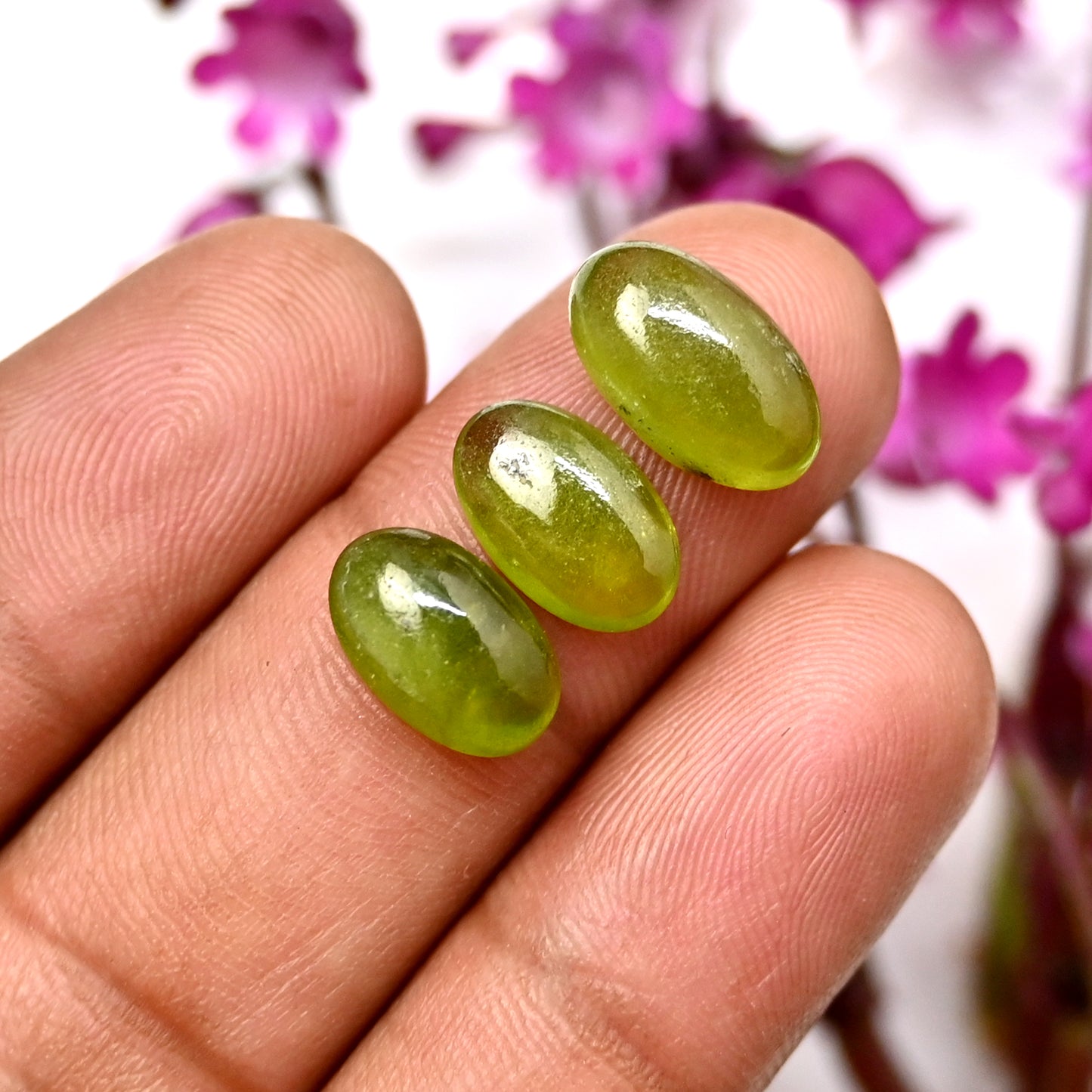 36.2cts Vesuvianite Smooth Cabochon 7x13mm - 6x9mm AA Grade Gemstone Parcel - Total 14 Pcs