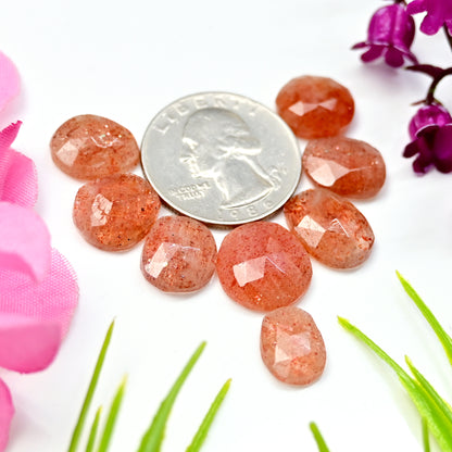 33.2cts Sunstone Rosecut Cabochon 10X13mm - 14x14mm AA Grade Gemstone Parcel - Total 8 Pcs