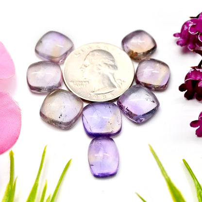 49.55cts Ametrine Smooth Cabochon 10x14mm - 11x11mm AA Grade Gemstone Parcel - Total 8 Pcs