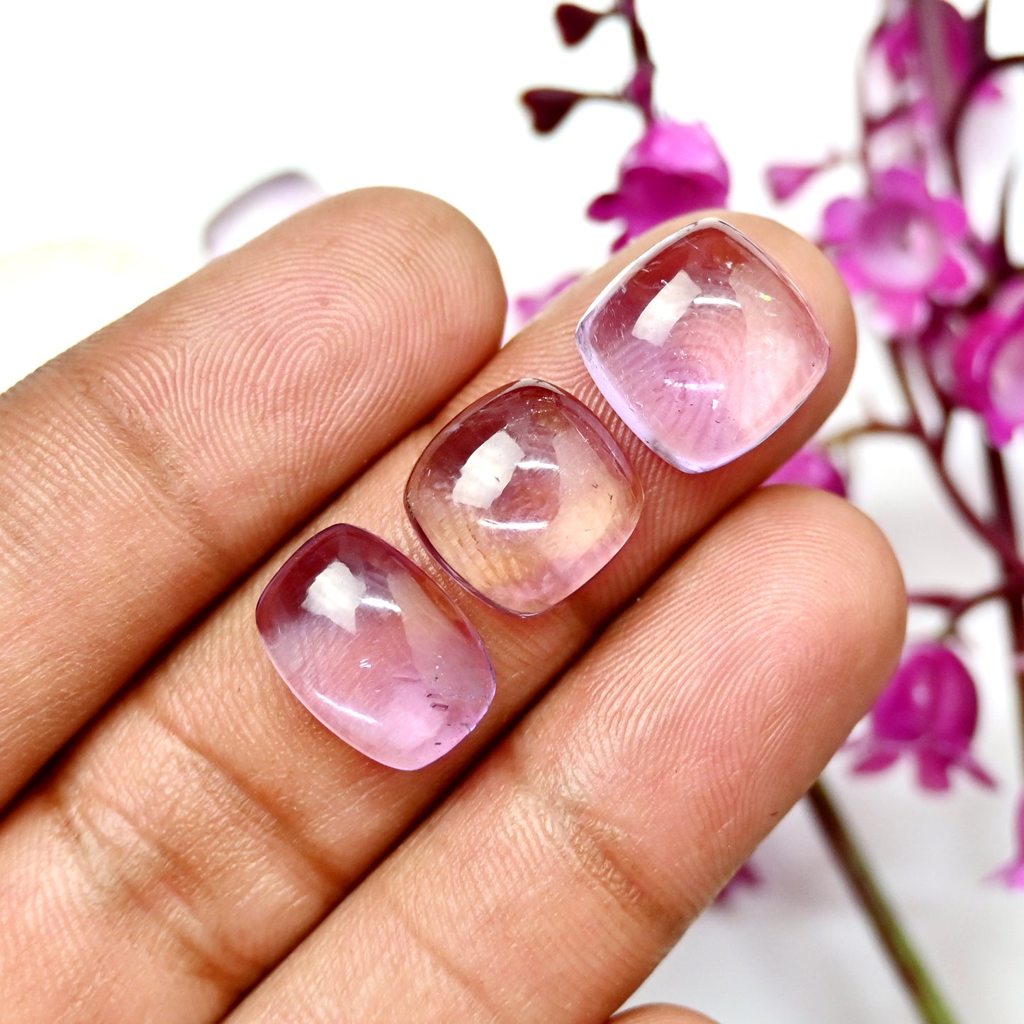 49.55cts Ametrine Smooth Cabochon 10x14mm - 11x11mm AA Grade Gemstone Parcel - Total 8 Pcs