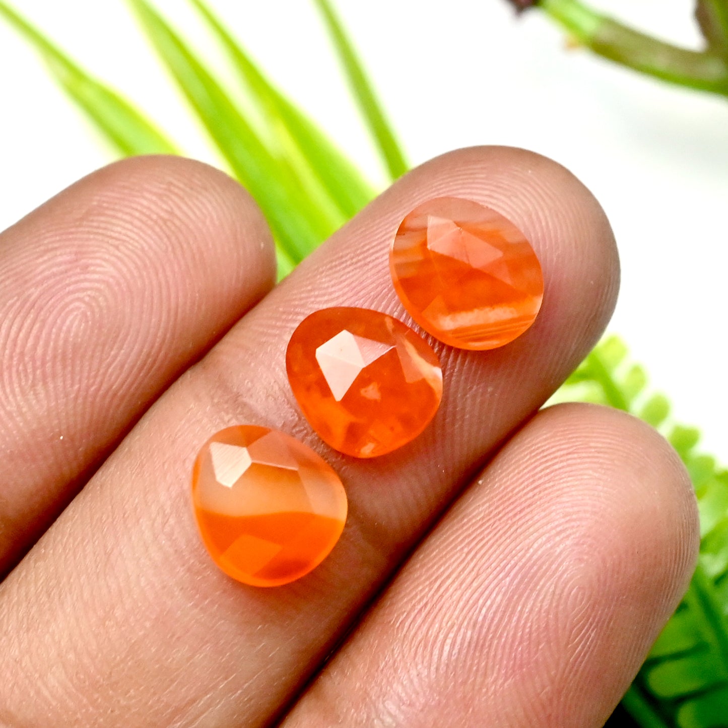 53.35cts Natural Carnelian 8x12mm - 7x10mm Freeform Rose Cut Cabochon AA Grade Gemstone Parcel -Total 30 Pcs