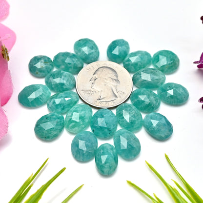 85.4cts Amazonite Rose Cut Cabochon 10x14mm - 9x13mm AA Grade Gemstone Parcel - Total 20 Pcs