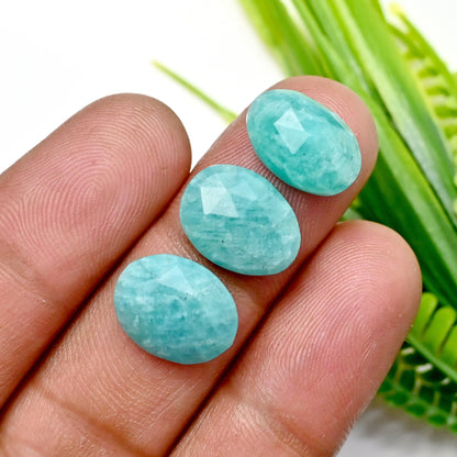 85.4cts Amazonite Rose Cut Cabochon 10x14mm - 9x13mm AA Grade Gemstone Parcel - Total 20 Pcs