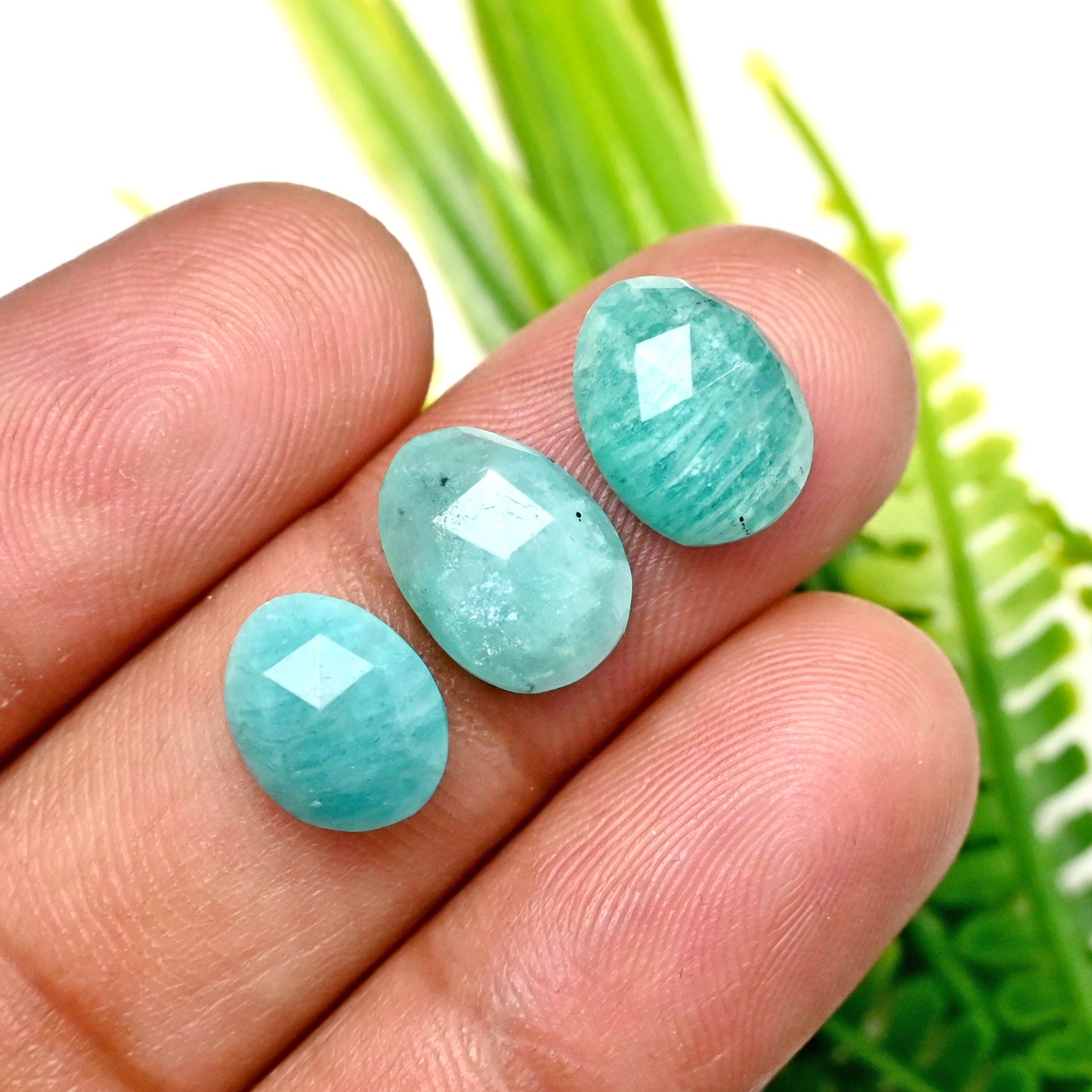 61.5cts Amazonite Rose Cut Cabochon 8x16mm - 10x14mm AA Grade Gemstone Parcel - Total 20 Pcs