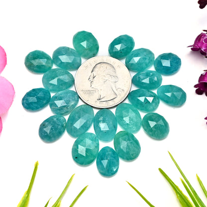 80.25cts Amazonite Rose Cut Cabochon 10x14mm - 9x13mm AA Grade Gemstone Parcel - Total 20 Pcs