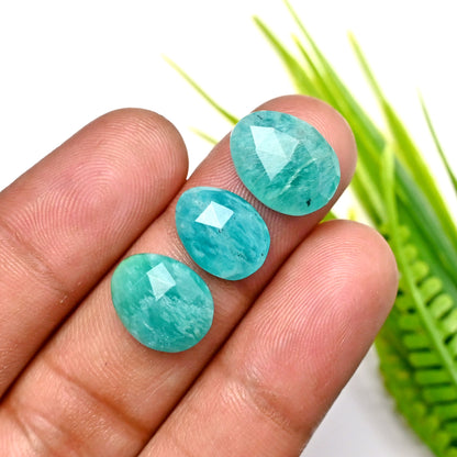 80.25cts Amazonite Rose Cut Cabochon 10x14mm - 9x13mm AA Grade Gemstone Parcel - Total 20 Pcs