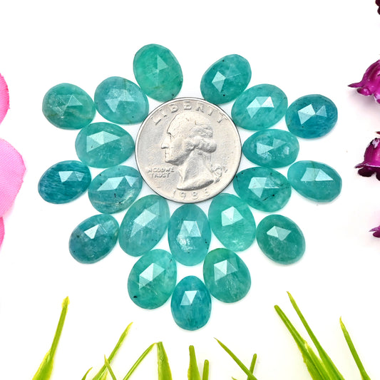 80.25cts Amazonite Rose Cut Cabochon 10x14mm - 9x13mm AA Grade Gemstone Parcel - Total 20 Pcs