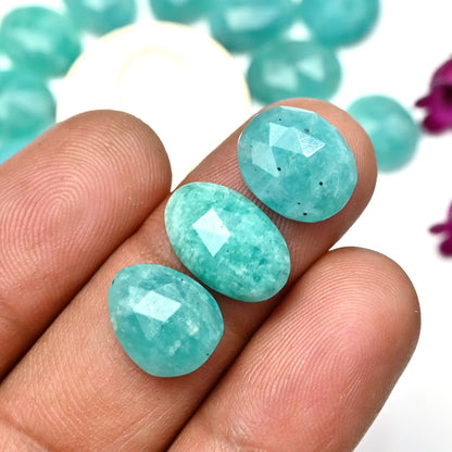 70.3cts Amazonite Rose Cut Cabochon 10x13mm - 9x14mm AA Grade Gemstone Parcel - Total 20 Pcs