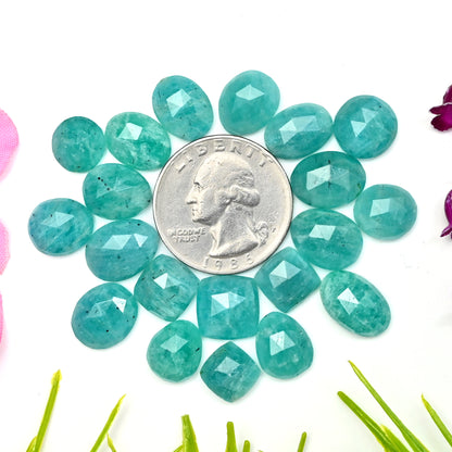 70.3cts Amazonite Rose Cut Cabochon 10x13mm - 9x14mm AA Grade Gemstone Parcel - Total 20 Pcs