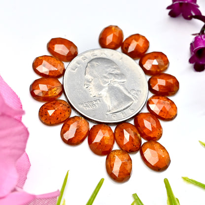 30.15cts. Orange Kyanite Rose Cut 7x9mm Oval Shape AA Grade Gemstone Parcel - Total 15 Pcs.