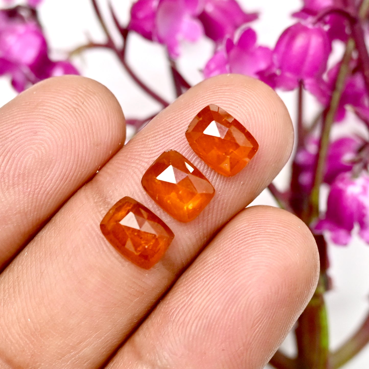 30,5 Karat. Orangefarbener Kyanit im Rosenschliff, 6 x 8 mm, rechteckige Form, Edelstein der Güteklasse AA, Paket – insgesamt 20 Stück