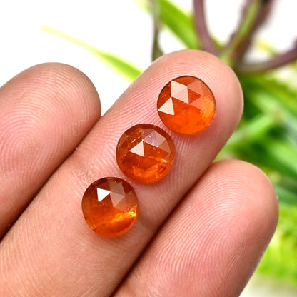 18,8 ct. Orangefarbener Kyanit im Rosenschliff, 8 mm, runde Form, Edelstein der Güteklasse AA, Paket – insgesamt 10 Stück