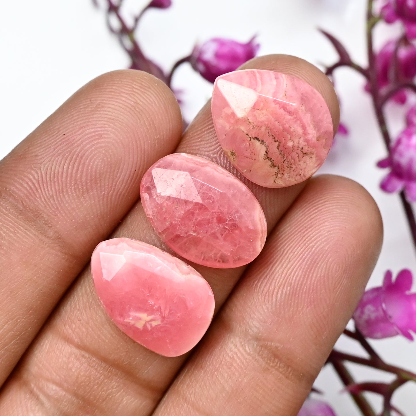 34.4cts Rhodochrosite Rosecut Freeform Shape 13x17mm - 10x14mm AA Grade Loose Gemstone - Total 5 Pcs