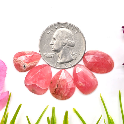 34,4 ct Rhodochrosit, Rosenschliff, Freiform, 13 x 17 mm – 10 x 14 mm, loser Edelstein der Güteklasse AA, insgesamt 5 Stück