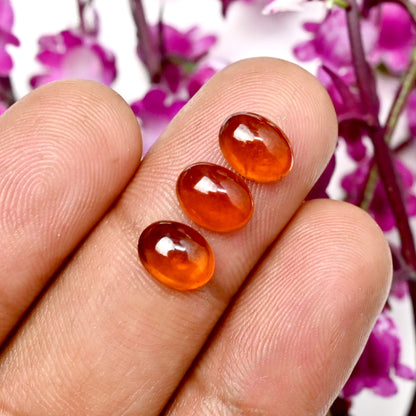 41.60Cts Spessartine Garnet Smooth 6x8mm Oval Cabochon AAA Grade Gemstone Parcel - Total 25 Pcs