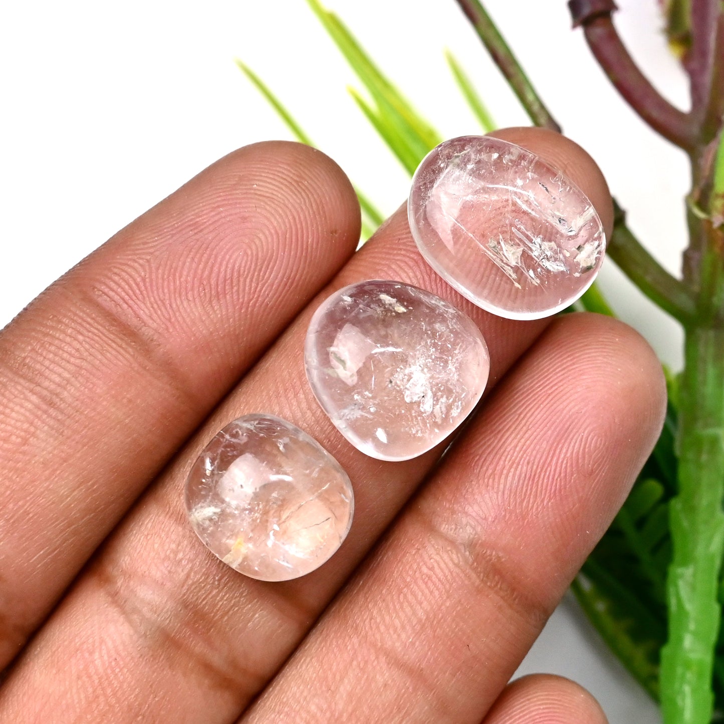 72.2cts Herkimer Diamond Quartz Smooth Cabochons 13x17mm - 11x15mm Mix Shape AA Grade Gemstone Parcel - Total 10 Pcs