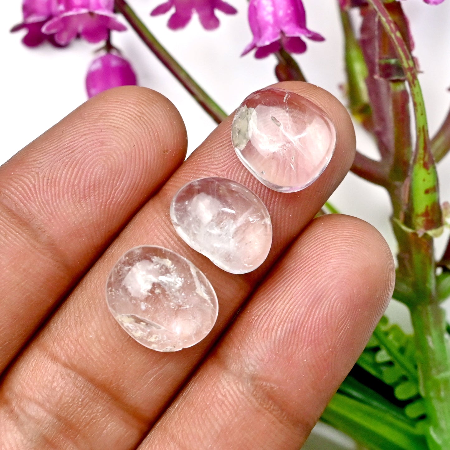 49.65cts Herkimer Diamond Quartz Smooth Cabochons 10x13mm - 11x13mm  Mix Shape AA Grade Gemstone Parcel - Total 10 Pcs