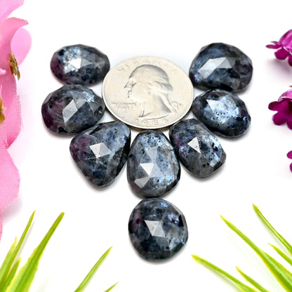 74.65cts Larvikite Rose Cut Cabochon 15x20mm - 14x16mm AA Grade Gemstone Parcel - Total 8 Pcs