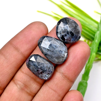 74.65cts Larvikite Rose Cut Cabochon 15x20mm - 14x16mm AA Grade Gemstone Parcel - Total 8 Pcs