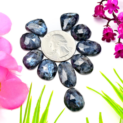 70.15cts Larvikite Rose Cut Cabochon 11x19mm - 13x15mm AA Grade Gemstone Parcel - Total 10 Pcs