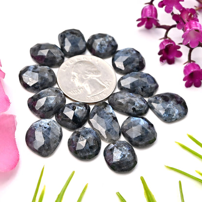 89.15cts Larvikite Rose Cut Cabochon 11x18mm - 12x15mm AA Grade Gemstone Parcel - Total 15 Pcs