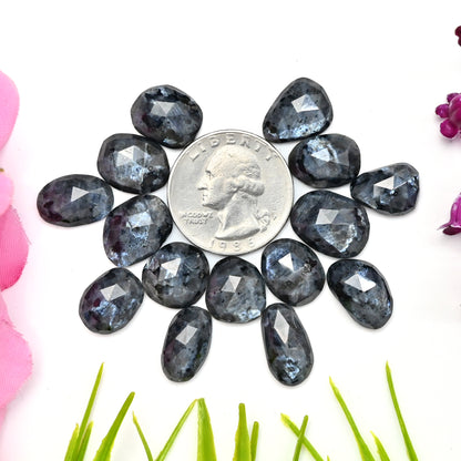 79.4cts Larvikite Rose Cut Cabochon 9x16mm - 11x14mm AA Grade Gemstone Parcel - Total 15 Pcs