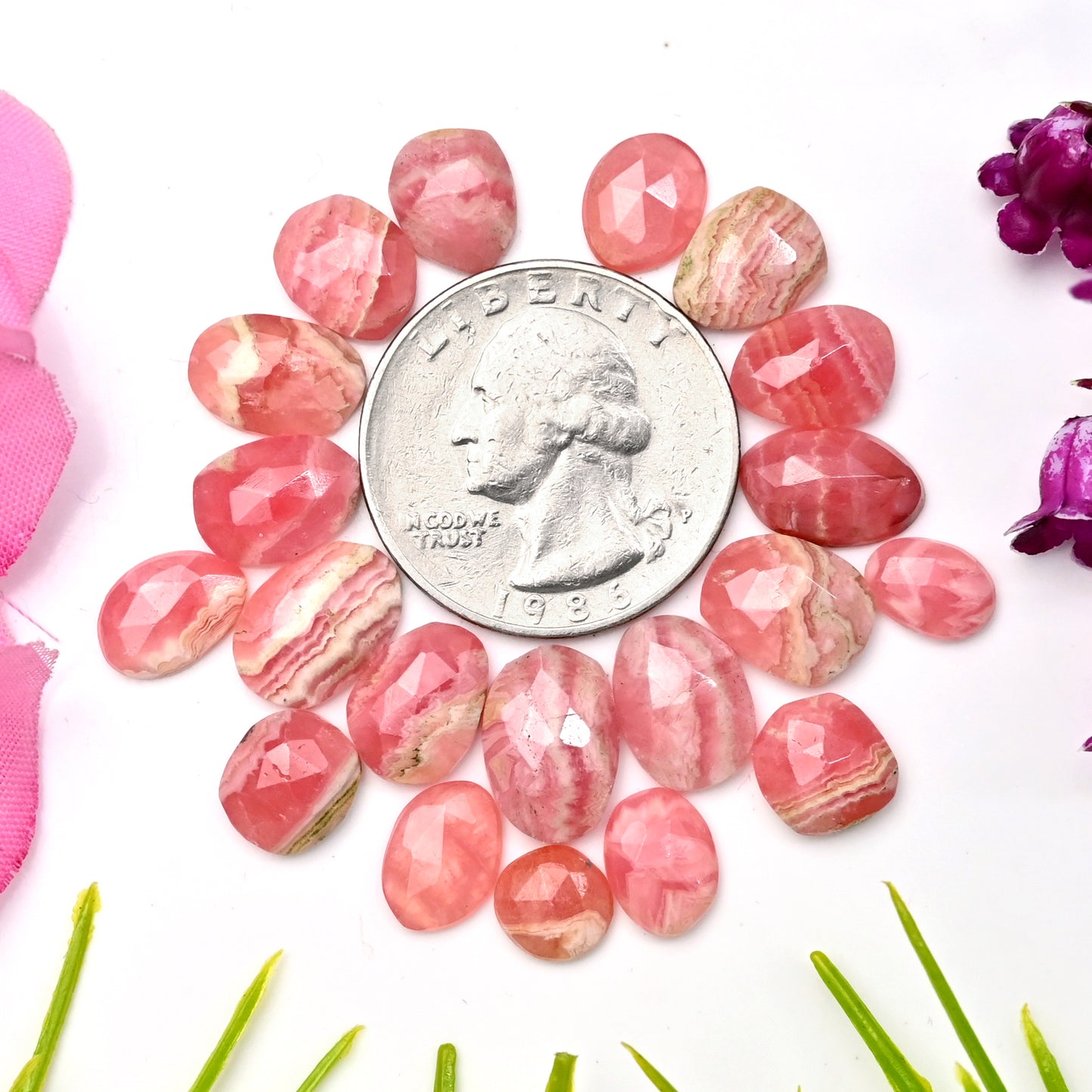 48.35cts Rhodochrosite Rosecut Freeform Shape 6x9mm - 11x13mm AA Grade Loose Gemstone - Total 20 Pcs