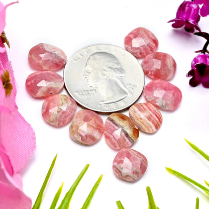 34.5cts Rhodochrosite Rosecut Freeform Shape 10x10mm - 9x11mm AA Grade Loose Gemstone - Total 10 Pcs