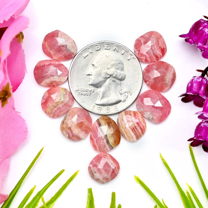 34,5 ct Rhodochrosit, Rosenschliff, Freiform, 10 x 10 mm – 9 x 11 mm, loser Edelstein der Güteklasse AA, insgesamt 10 Stück