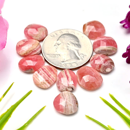 41.15cts Rhodochrosite Rosecut Freeform Shape 11x13mm - 10x12mm AA Grade Loose Gemstone - Total 10 Pcs