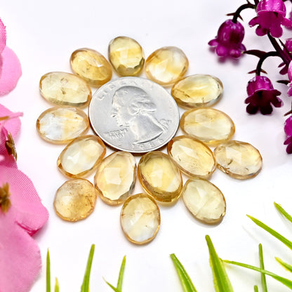 73.6cts Citrine Rose Cut Cabochon 11x15mm - 10x13mm Free Form Shape AA Grade Gemstone Parcel -Total 15 Pcs