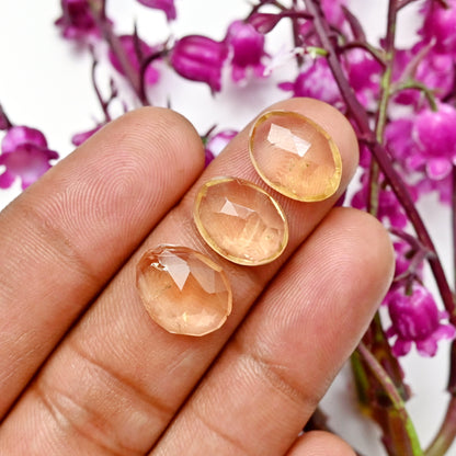 73.6cts Citrine Rose Cut Cabochon 11x15mm - 10x13mm Free Form Shape AA Grade Gemstone Parcel -Total 15 Pcs