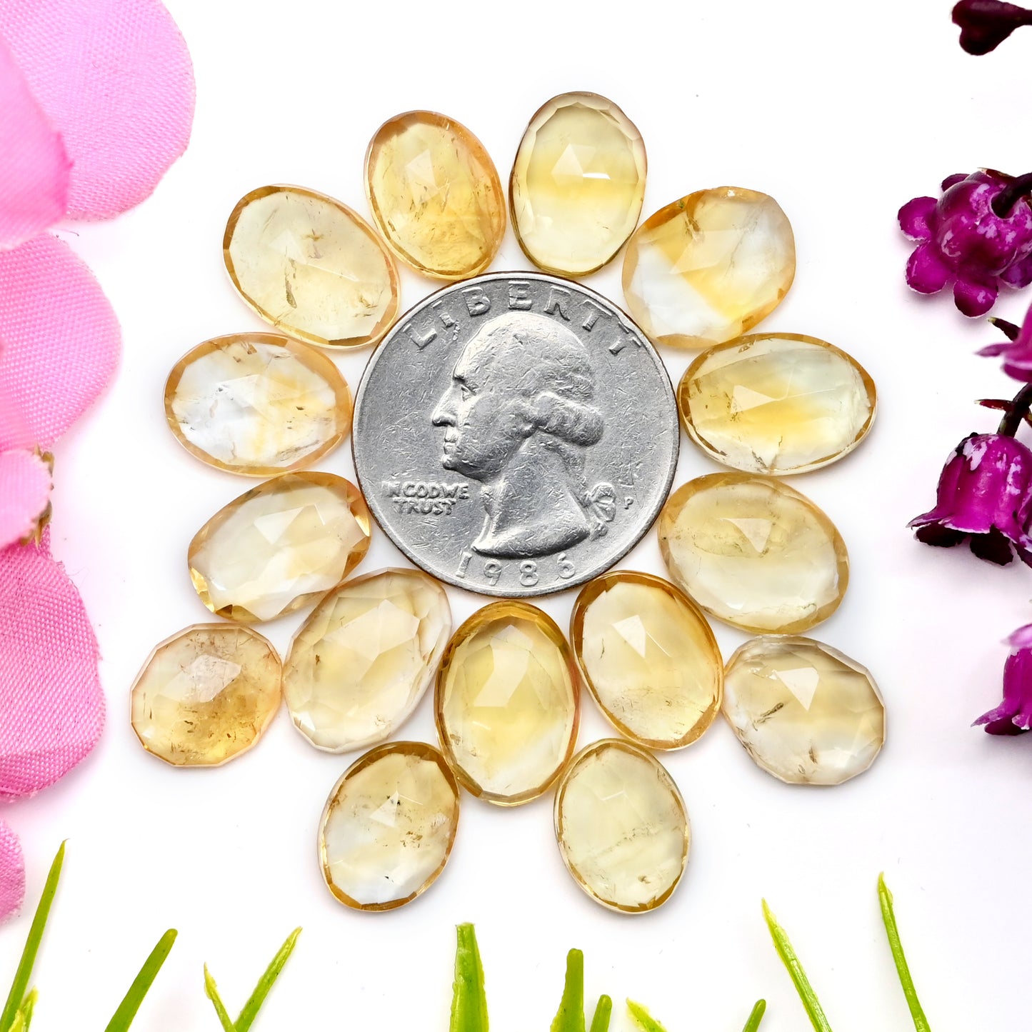 73.6cts Citrine Rose Cut Cabochon 11x15mm - 10x13mm Free Form Shape AA Grade Gemstone Parcel -Total 15 Pcs