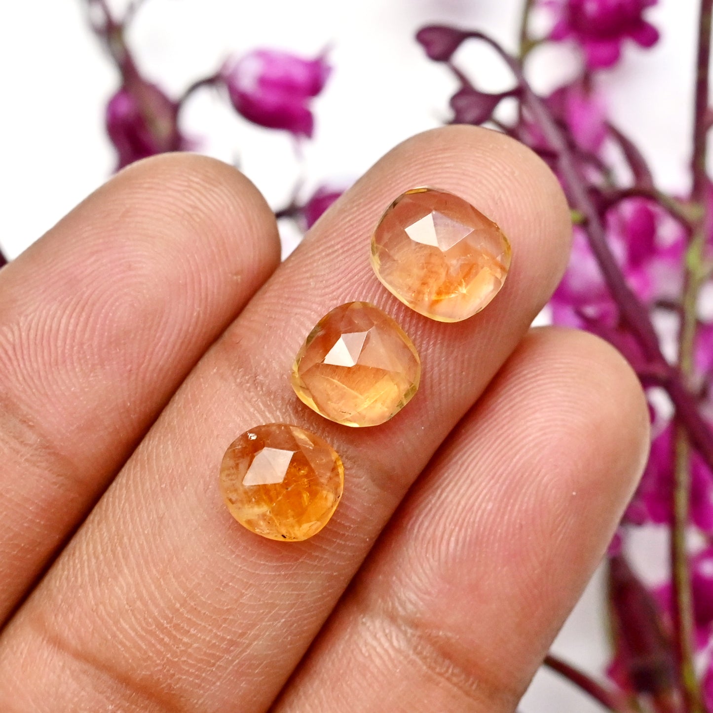 37.65cts Bio Citrine Rose Cut Cabochon 7x10mm - 6x8mm Free Form Shape AA Grade Gemstone Parcel -Total 20 Pcs