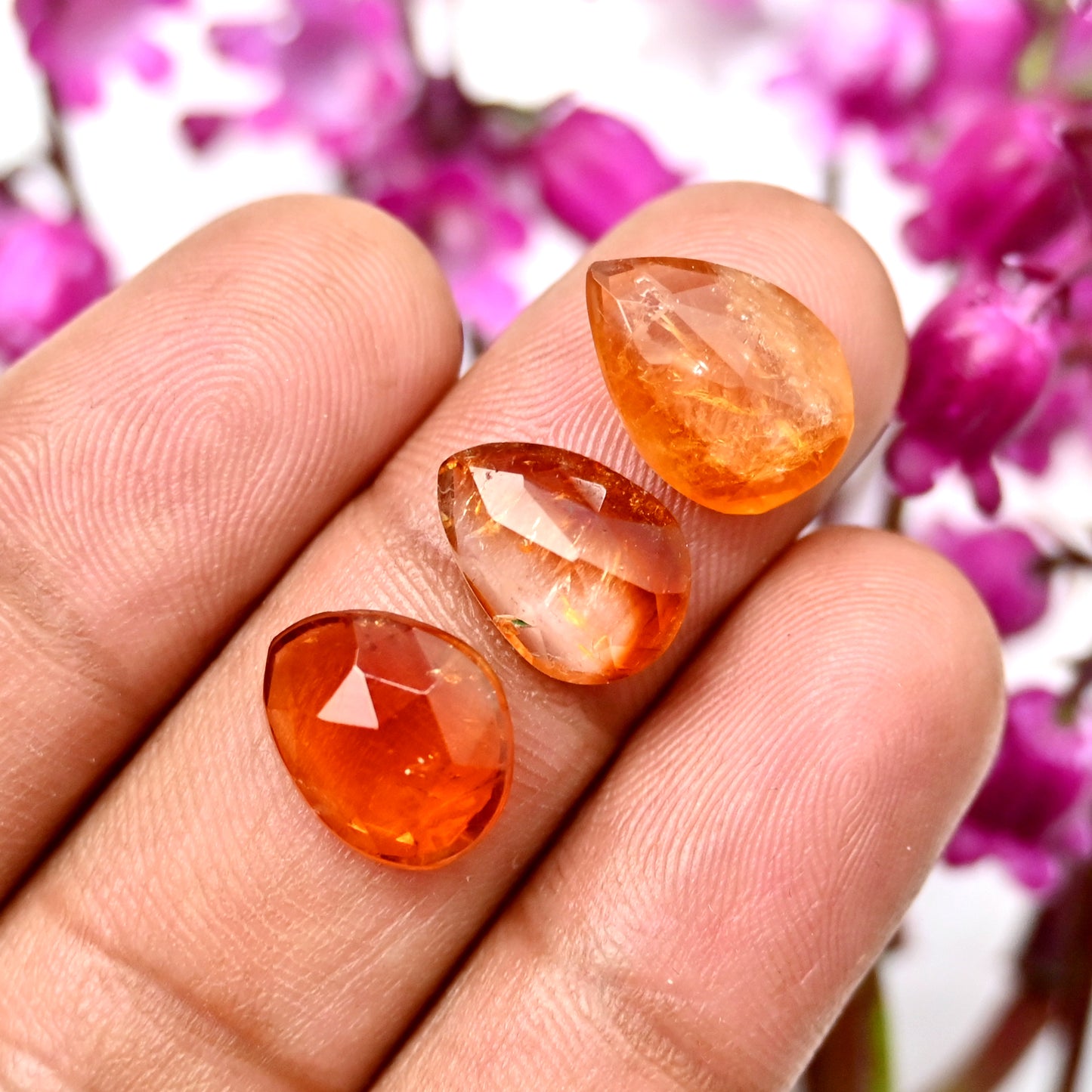 51.5cts Bio Citrine Rose Cut Cabochon 10x14mm - 8x11mm Free Form Shape AA Grade Gemstone Parcel -Total 15 Pcs