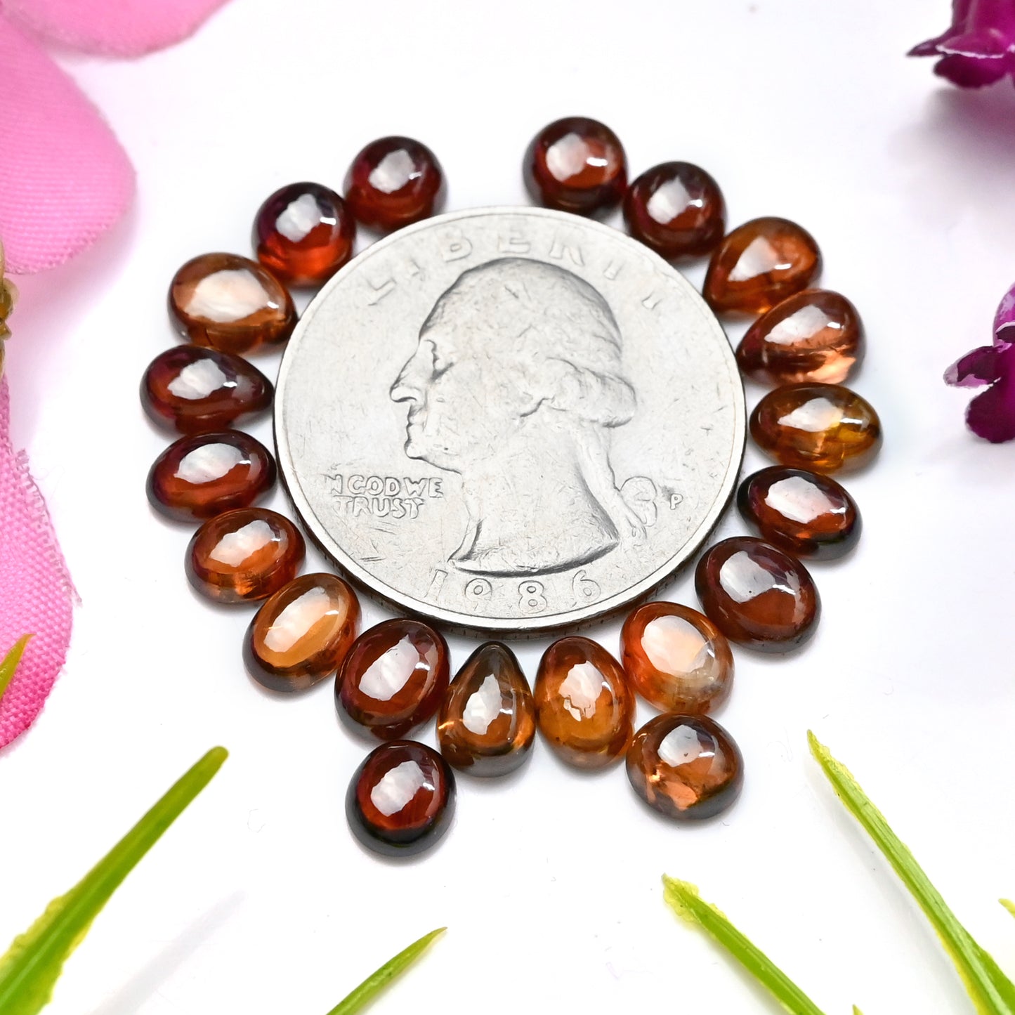 26.3cts Natural Brown Zircon Smooth Cabochon 5x7mm - 6x6mm AA Grade Gemstone Parcel - Total 20 Pcs