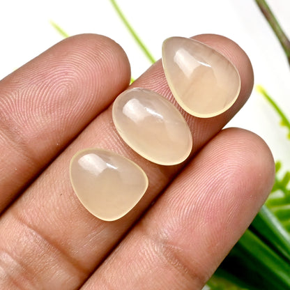 55,65 ct. Libysches Wüstenglas, glatter Cabochon, 10 x 14 mm – 11 x 15 mm, Freiform, Edelsteinpaket der Güteklasse AA, insgesamt 12 Stück