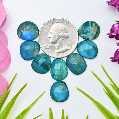 26cts Peruvian Blue Opal Smooth Cabochon 11x13mm - 10x13mm Free Form Shape AA Grade Gemstone Parcel -Total 8 Pcs