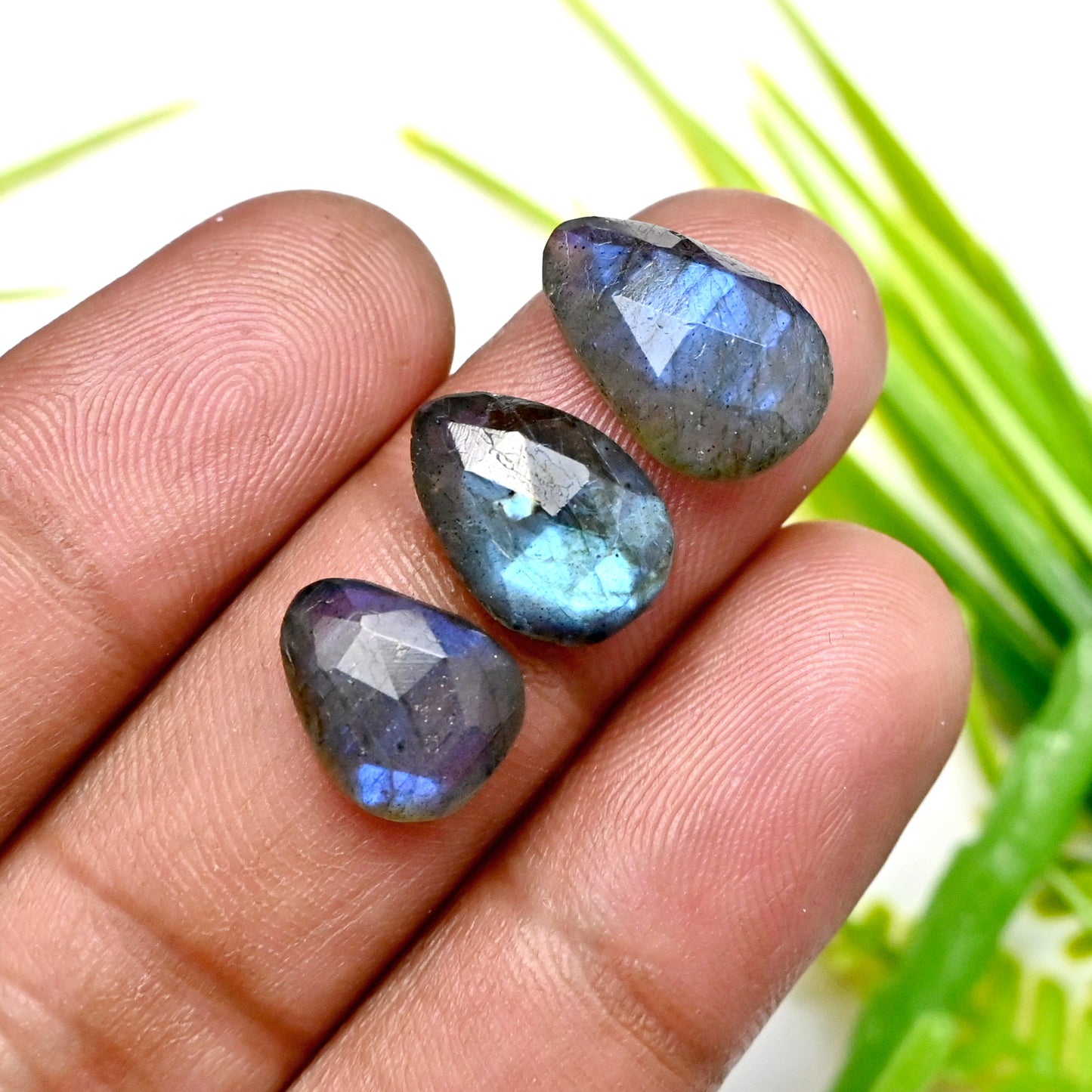 65.20cts Labradorite Rose Cut 9x12mm - 10x16mm Freeform shape AA Grade Gemstone Parcel - Total 13 Pcs