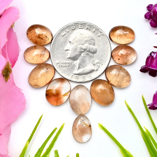 43.3cts Imperial Topaz Smooth Cabochon 8x12mm - 9x11mm Free Form Shape AA Grade Gemstone Parcel -Total 10 Pcs