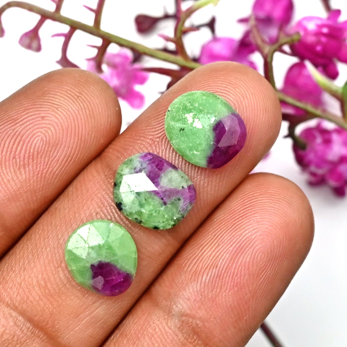 54.70cts Ruby zoisite Rose Cut 10x13mm, 9x12mm AA Grade Gemstone Parcel - Total 14 Pcs